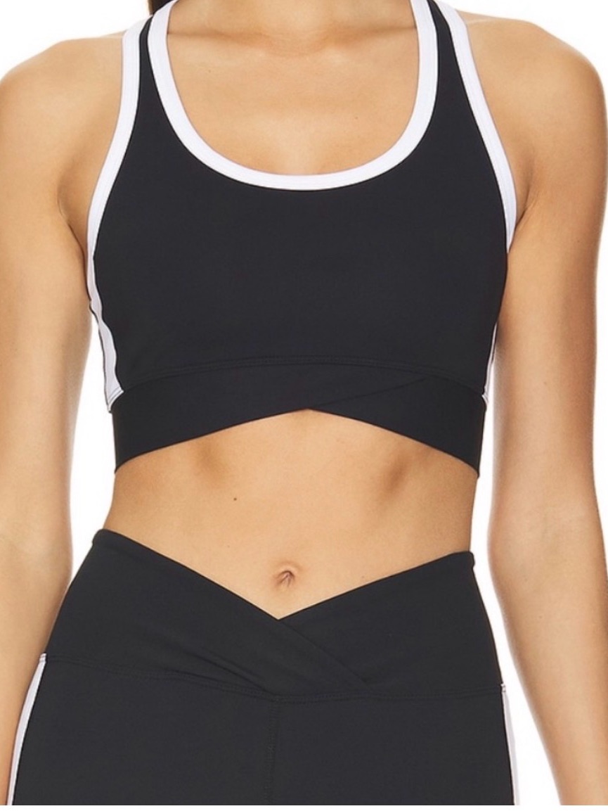 Year Of Ours Black Sports Bra With White Trim